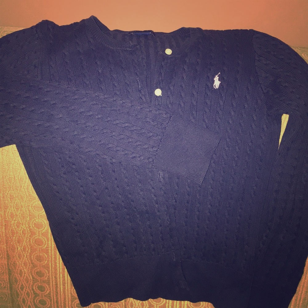 Navy blue knitted cardigan